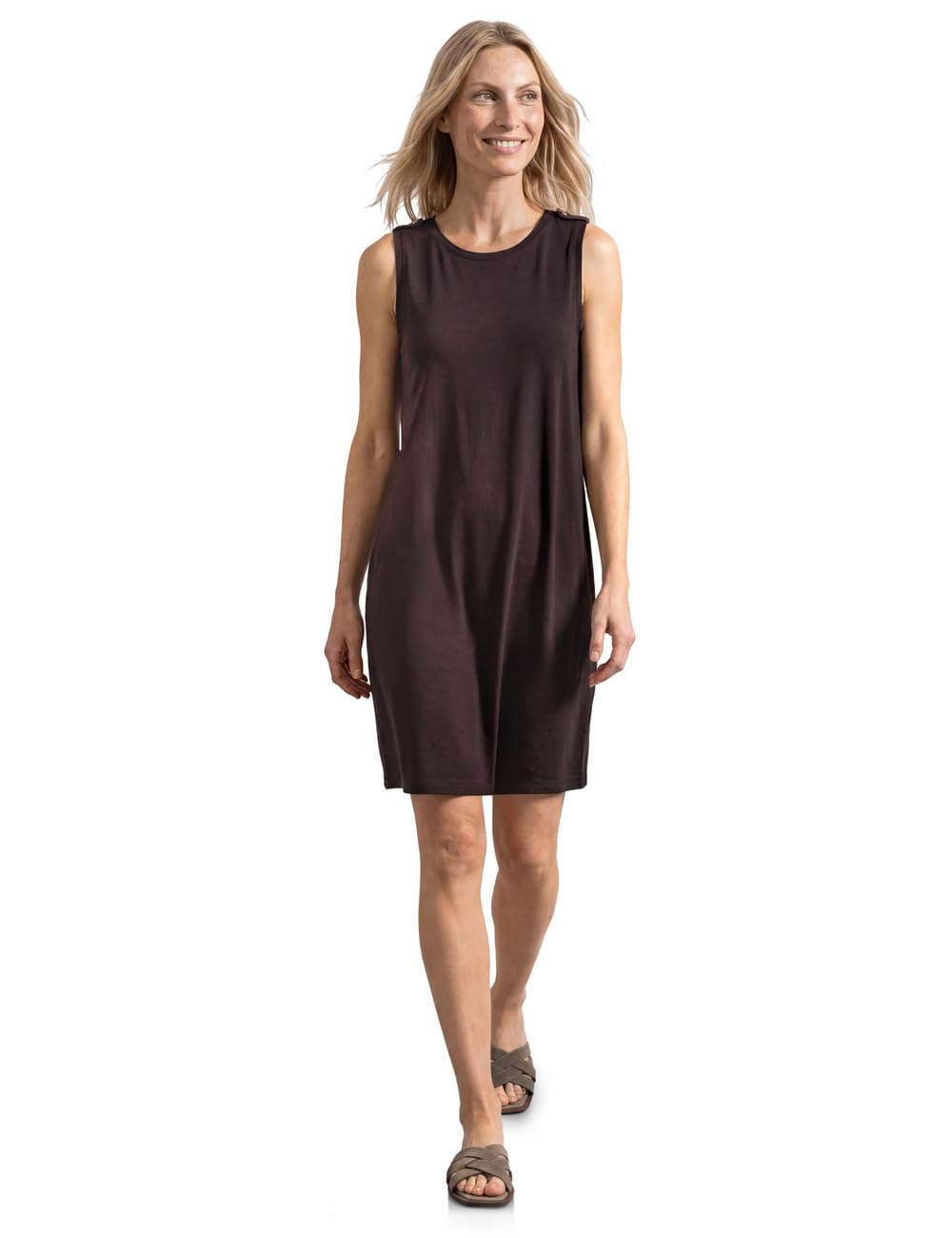 Street One Damen 1409456 Knielanges Kleid mit Rundhals und Knopfdetail (1er Pack)