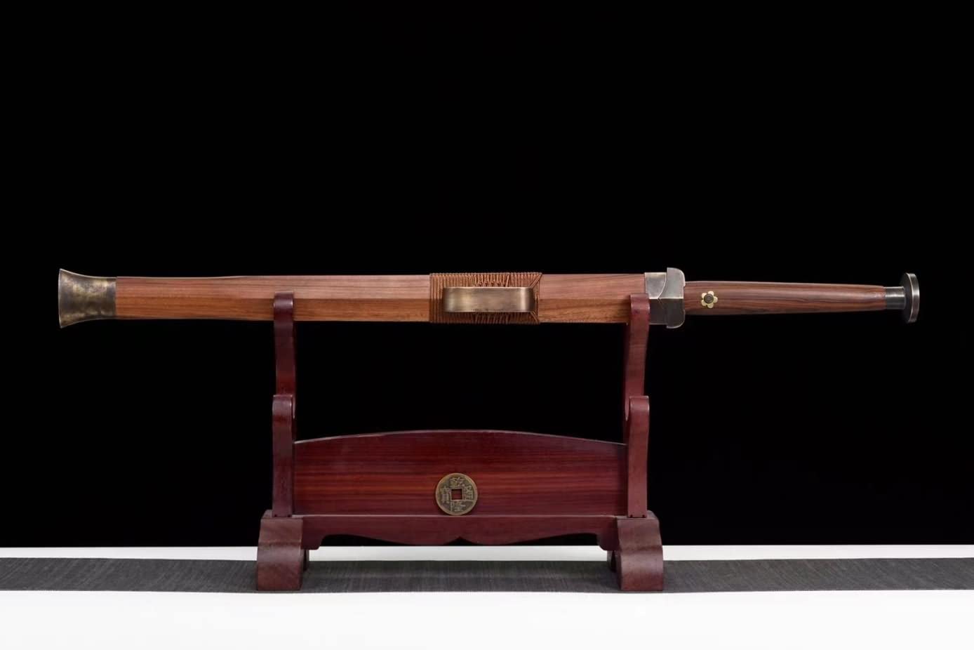 Chinese Sword,Han jian Real(Forged Damascus Blade,Rosewood Scabbard,Brass Fittings) Full Tang,Battle Ready