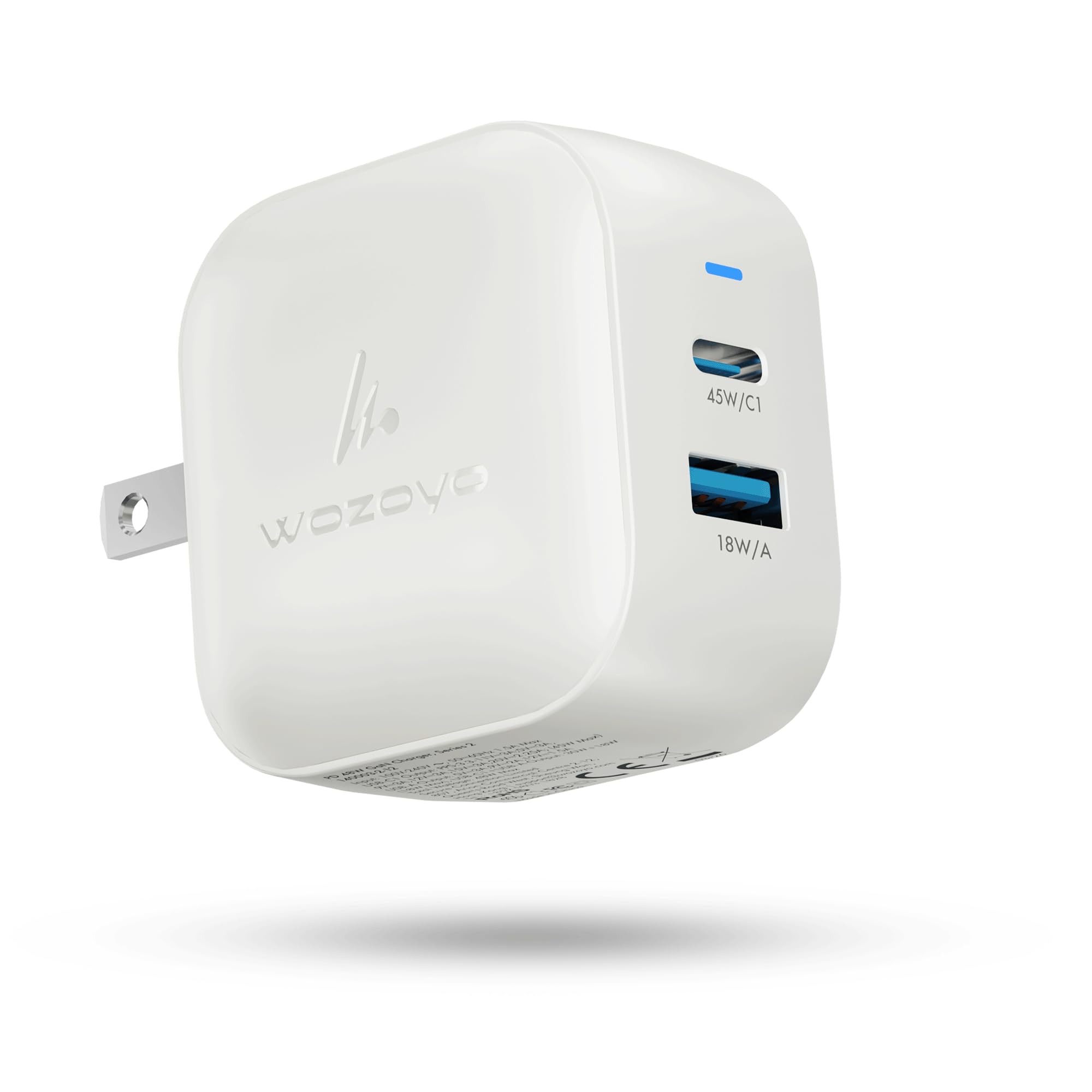 Wozoyo 48W GaN Charger, Wozoyo Type-C & USB-A Superfast 2.0 Charging, Compatible for iPhone 17/16/16 Pro Max/15 Series/iPad Pro, Smartphones, Tablets and More, PD/PPS/QC 3.0,Compact Foldable Plug,