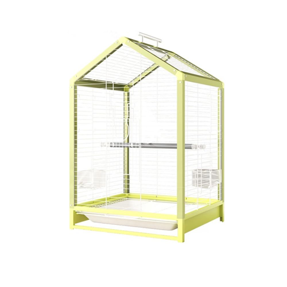 Jaulas para pájaros Jaula for pájaros con Forma de casa, Bandeja con asa, Puertos expandibles, fácil de Mover, Limpia y Decorativa, for Mascotas. Jaula de Vuelo