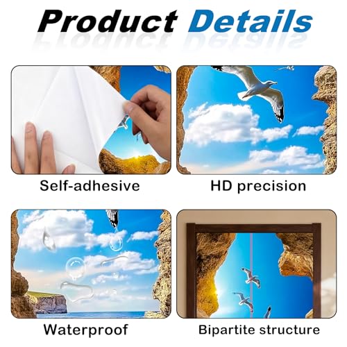 Image of Nuxovilar Coastal Cave Door Stickers Peel Stick PVC 30.3x78.7 in