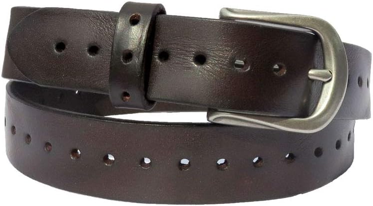 Women Fashion Belt for Pant, Waist Belt, vintage leather, multi holes Tan/DB/BLK