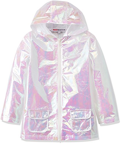 RED WAGON Chubasquero Metalizado con Capucha para Niñas, Plateado (Silver), 4 años