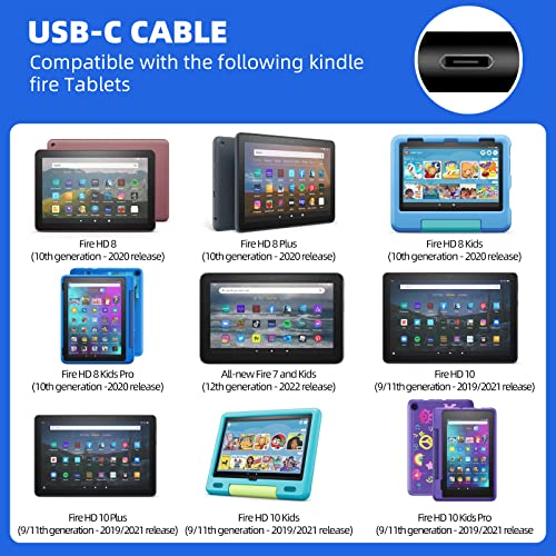 Fast Charger With 6.6Ft Usb Type-C&Micro Usb Cable,Ac Adapter,2A Rapid Charger For All New All-New Fire 7 Hd 8 10 Plus Tablet, Kids Pro, Kids Edition, Fire Hd Hdx 7” 8.9” Phone #TOP5