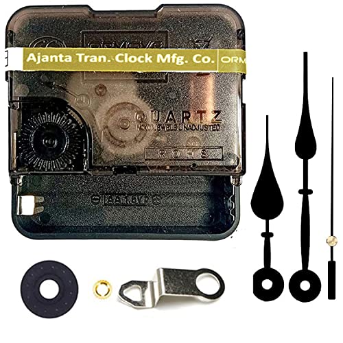 Image of QEWINOX Combo of Ajanta Mfg. Battery Operated Plastic Ticking Wall Clock Movement Machine with Hands (Made in India 100%) (Black 9)