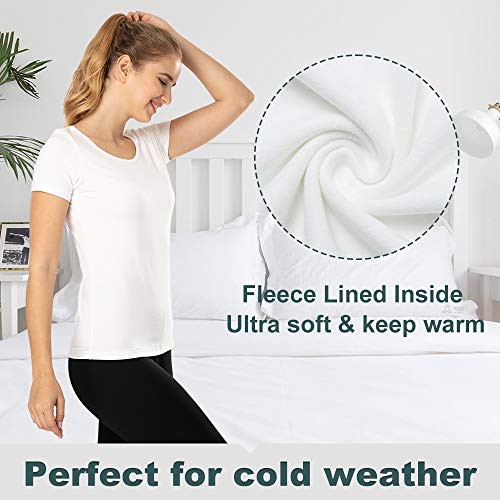 MANCYFIT Thermal Top for Women Fleece Lined Shirt Short Sleeve Base Layer2
