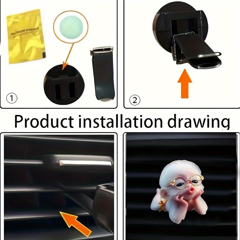 Image of Cartoon Cute Monkey 2D Acrylic Car Air Vent Clip Freshener - Adorable Solid Fragrance for Car AC Vents, Long-Lasting Scent, Fun Animal-Themed Decor for Kids & Adults