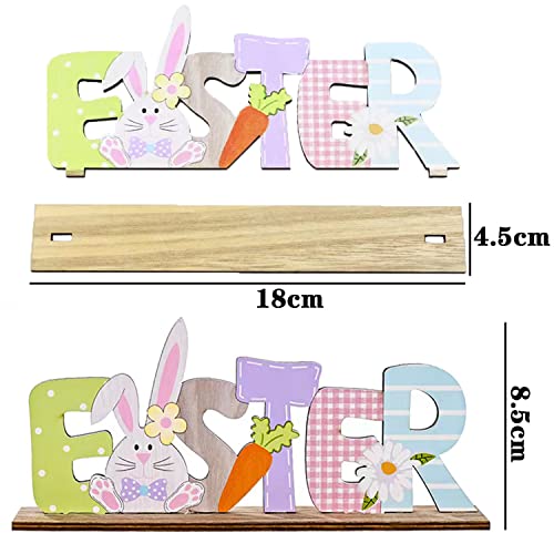 KEELYY Osterdeko Holz, Ostern Schriftzug Aufsteller, Deko Aufsteller für Ostern, Ostern Schriftzug mit Hase, Osterdeko zum Hinstellen für Tisch Wohnzimmer Schlafzimmer