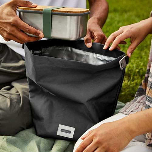 Black+Blum Insulated Lunch Bag, 6.7L - Leak Proof Bag for Adults and Kids with Roll Top Construction - Made with Recycled PET and BPA Free - Food Bag for On The Go, Black
