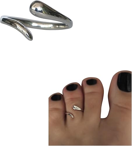Miniatura 14 de Creations - Anillo de plata de ley 925 hecho a mano, anillo de dedo del pie ajustable, fino clásico delicado dedo abierto, anillos de meñique