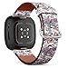 CJBROES Replacement Leather Watch Band, Compatible with Fitbit Versa 3 and Fitbit Sense of Wristband Bracelet Accessory - Floral Paisley Ornament