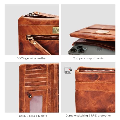 VALENCHI Women's Leather Wallet - RFID Blocking Wallet - Ladies Clutch Hand Purse With Card Holder Slots4
