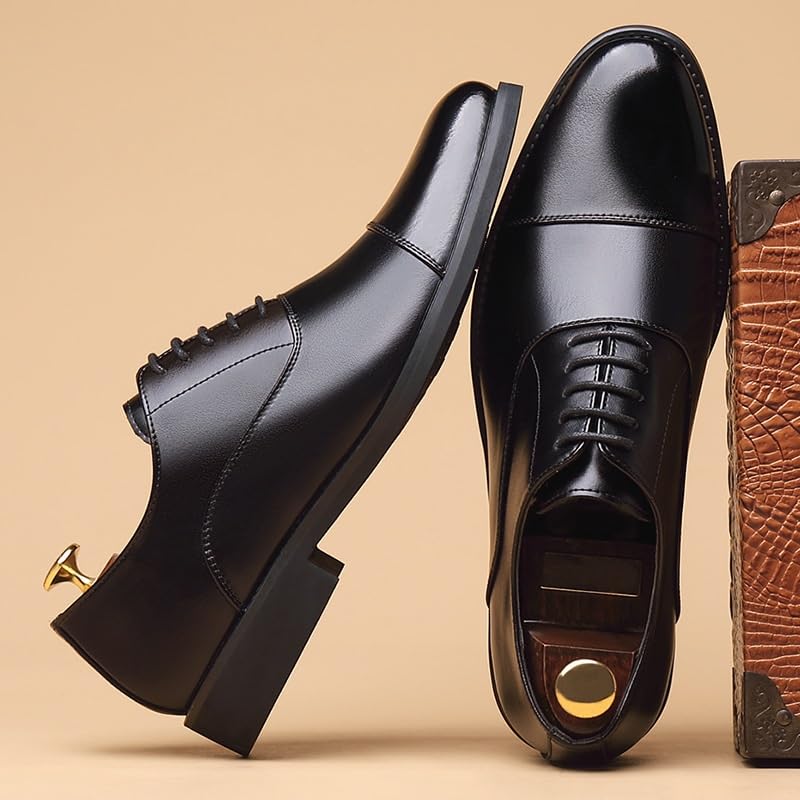 Men's Classic Patent Leather Oxford Shoes Formal Pointed Lace Up Casual Business Suit Tuxedo Shoes Non Slip Casual Business Work Formal Shoes(7.5)4