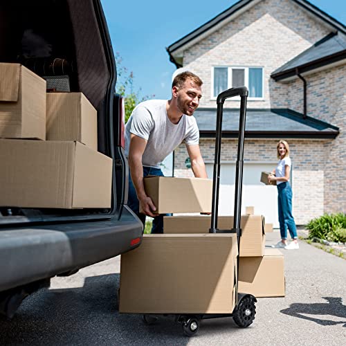 Tomser Folding Hand Truck - 270 Lbs Heavy Duty Dolly Cart For Moving Lightweight Utility Cart For Luggage Folding Cart With Wheels Collapsible Platform Cart For Travel Shopping Airport Office, Black #TOP1