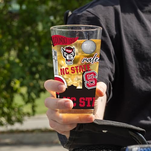 Image of Logo Brands NCAA 16 oz Pint Glass - Durable Glass With Bold Team Color- Chip-Resistant Rim Drinkware For Fans, Tailgates, Home Bars & Everyday Use
