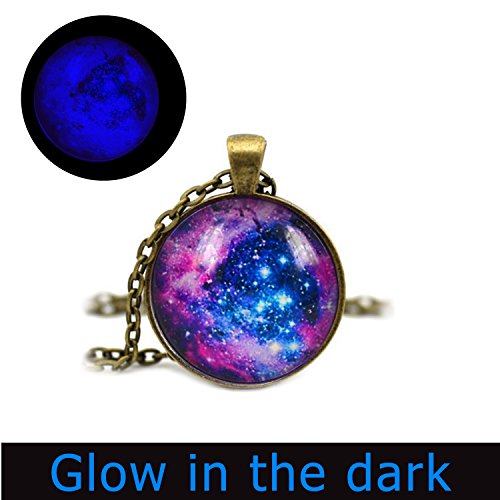 Laco/1925 Glowlala@Nebula Glowing Necklace Glow in The Dark Nebula Glowing Pendant Galaxy Necklace Orion Nebula Jewelry Nebula Pendant Orion Nebula Necklace (Brass)