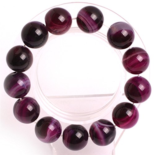 Purple Sardonyx Onyx Elastic Etsy Energy Jewelry Fashion Bracelets for Women 7 Inches (14mm/Purple)