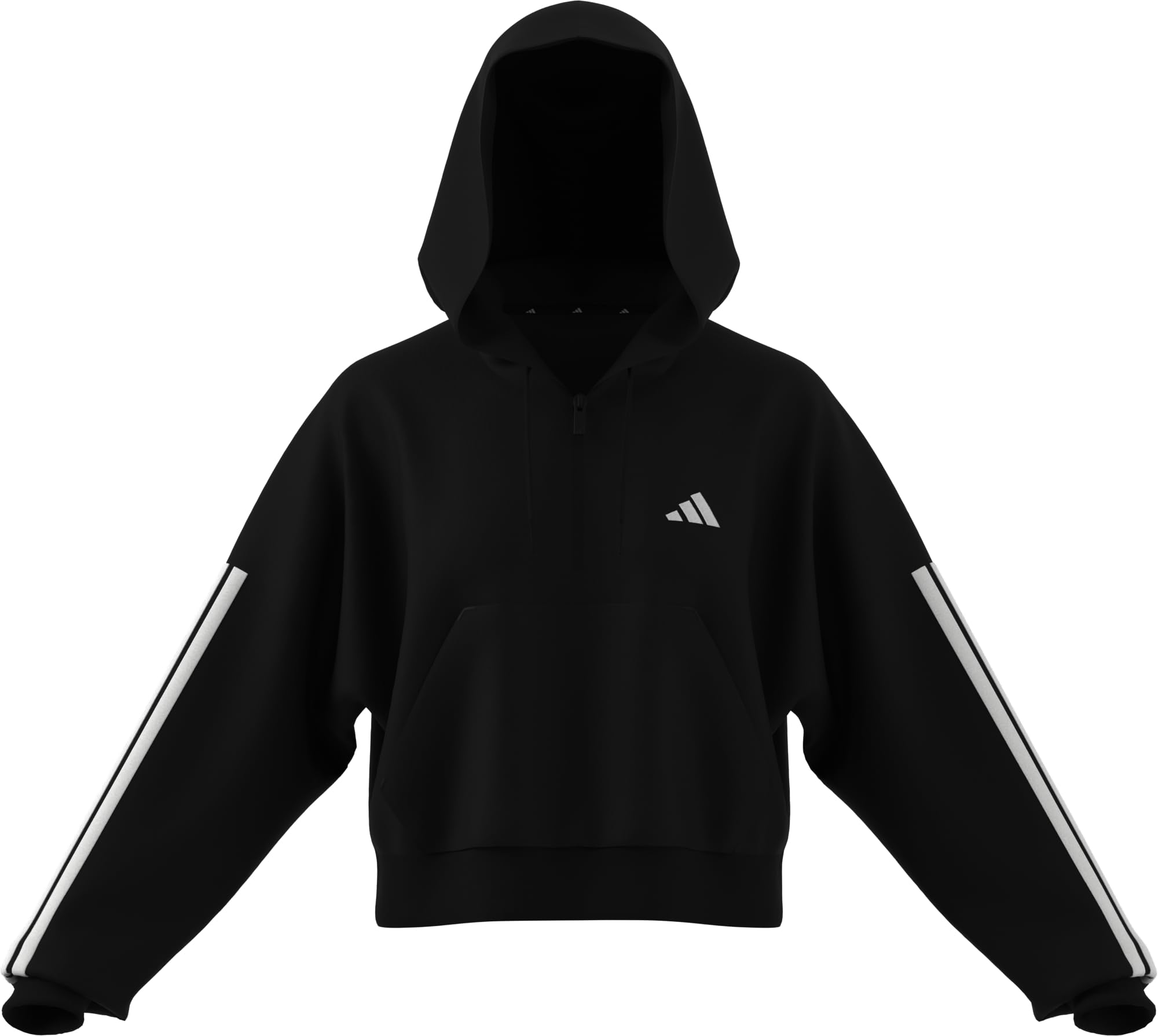 Adidas Sportswear Black/White 3Stripe French Terry Hoodie Small