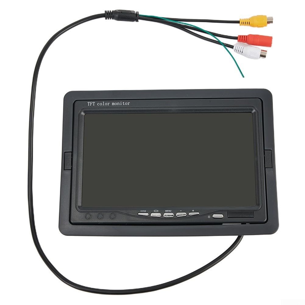 Monitor per auto, 7 pollici per camion veicoli TFT LCD display a colori risoluzione 800x600 doppi ingressi AV telecamera posteriore interruttore automatico 12 V/24 V nero