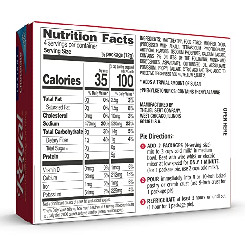 Image of Royal Instant Pudding Dessert Mix, Chocolate Sugar Free and Fat Free 1.7 Ounce (Pack of 12)