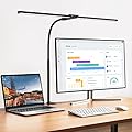 EppieBasic LED Desk lamp,Double Head Architect Desk Lamps for Home Office,Extra Bright Workbench Office Lighting,Eye Protection Modern Desk Light for Monitor Studio Working Reading 1200LM