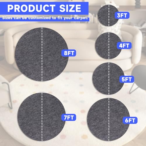 Non-Slip Rug Pads,Round 6 Ft Waterproof Extra Large Area Rugs Non Skid Rug Pad for All Floors and Finishes Durable Hardwood Floor Protective Felt Keeps Rugs in Place, Safe and Secure - Image 4