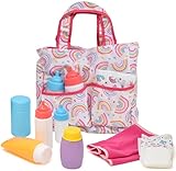 Baby Doll Diaper Bag with Accessories, Doll Care Kit Changing Set Includes Feeding Bottles, Diaper, Baby Lotion, Powder and Blanket