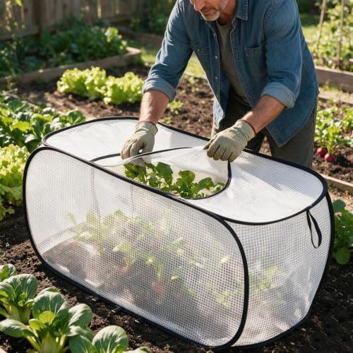 Malla para plantas anti animales con cremallera y estacas de fijación para fruta 3