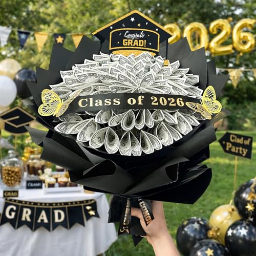 DataMoon 2026 Graduation Gift for Her Him DIY Money Bouquet Kit Class of 2026 Middle High School College Graduation Gifts Ideas for Women Daughter Son