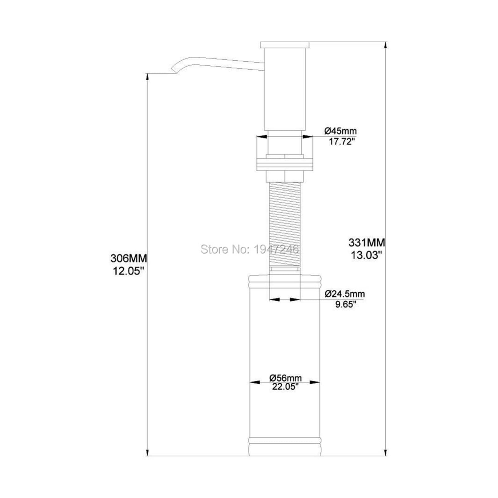 F048C Dispensador de jabón for Fregadero de Cocina montado en Cubierta Cromo Incluye Bomba de plástico y Cabezal Botella de plástico Transparente PE