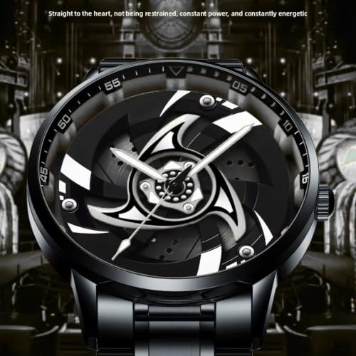 Image of GOLDENIZE FASHION Branded Men's Sport Quartz Watch Arrow Wheel Dial 360 Rotating Casual Fashion Stainless Steel Alloy Mens & Boy's Luxury Metal Gift Creative Watch