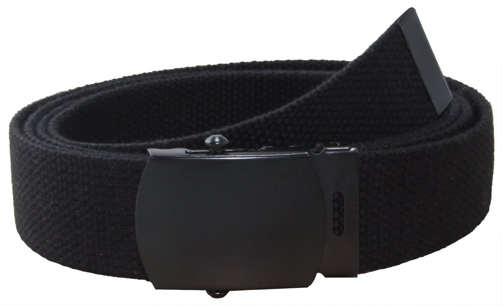 Jaeger Customs Black Canvas Web Belt with Black Roller Buckle for Military Golf Uniform (35-36