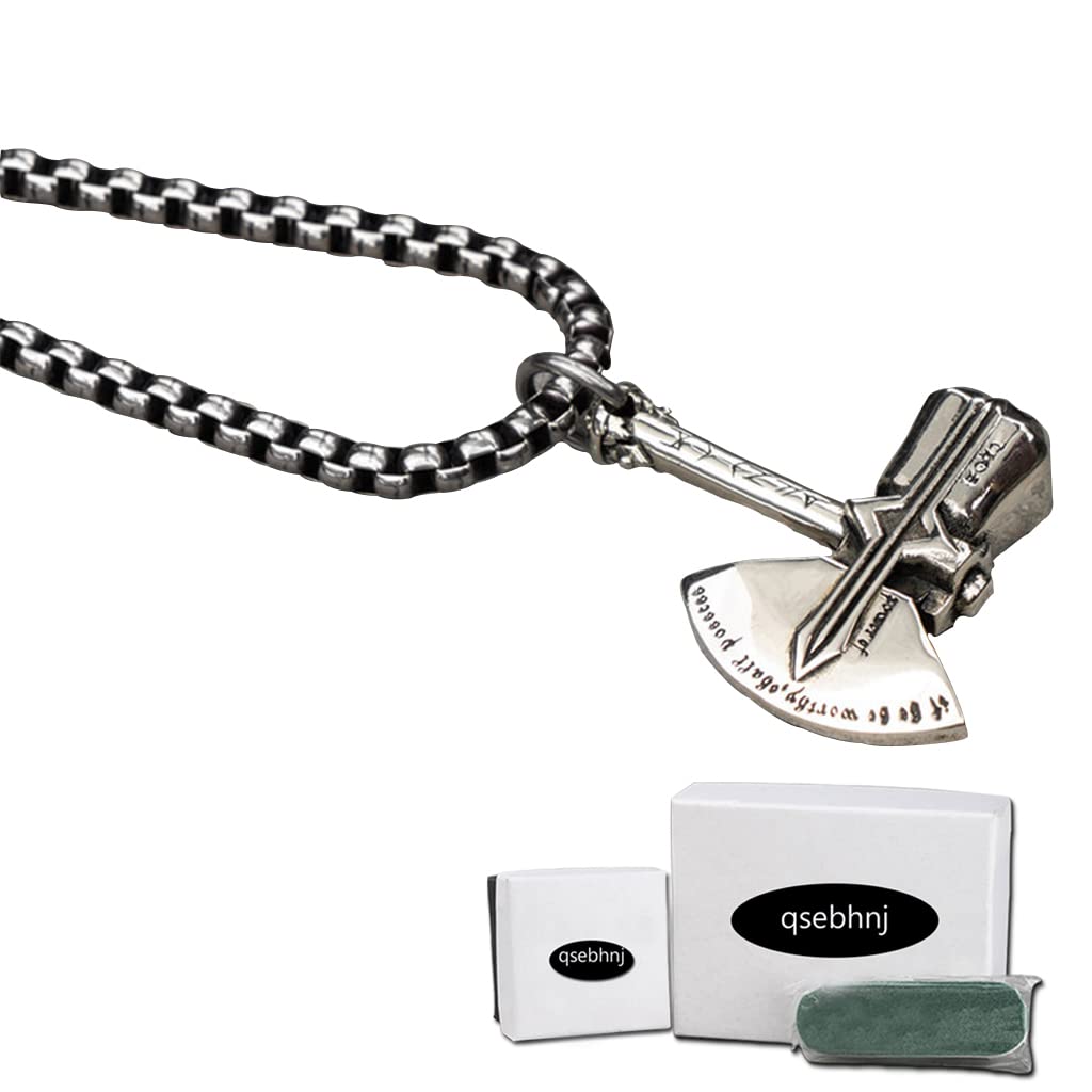 Nordische Wikinger-Halskette Odin Thors Hammeraxt Sturmtalisman-Anhänger-Halskette Wikinger-Amulett-Anhänger-Halskette Nordischer Wikinger-Schmuck für Männer mit Geschenkbox,Schwarz