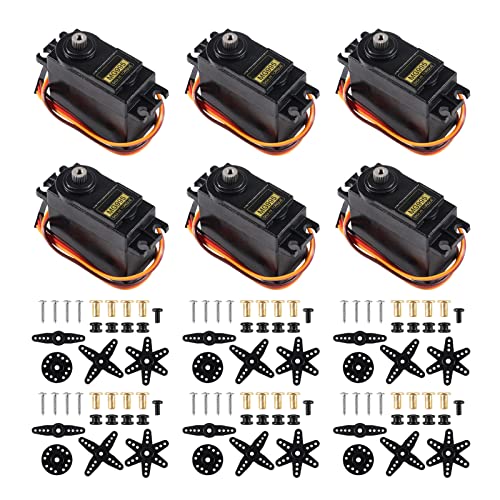 Alinan 6pcs MG995 Servo Micro 180° Metal Gear Servo Waterproof Digital High Speed Torque Servo Motor for RC Airplane Helicopter Mechanical Arm Car