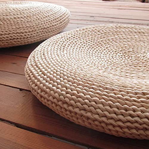 Washranp Coussin rond en paille tissée, fait à la main, coussin de chaise de sol, tatami, futon, coussin de méditation pour la maison, la cuisine, le salon,...
