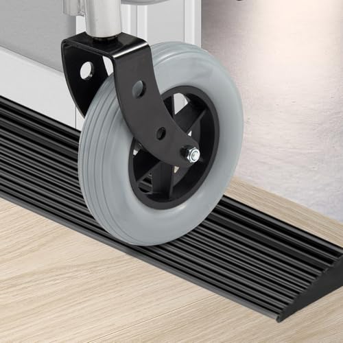 NZZVNZ Rampe de seuil de porte, 1,6 x 5,5 x 100 cm, pour fauteuil roulant, aspirateur, robot, rampe de seuil autocollante avec surface antidérapante pour...