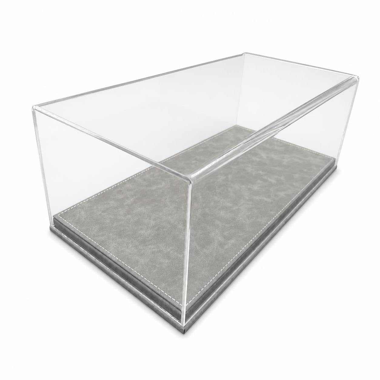 Vitrina expositora metacrilato Transparente para Coches 1:18, protección Antipolvo y Estilo japonés, para Escritorio , Negro y Rojo (Gamuza) , Base de Gamuza Negra y roja