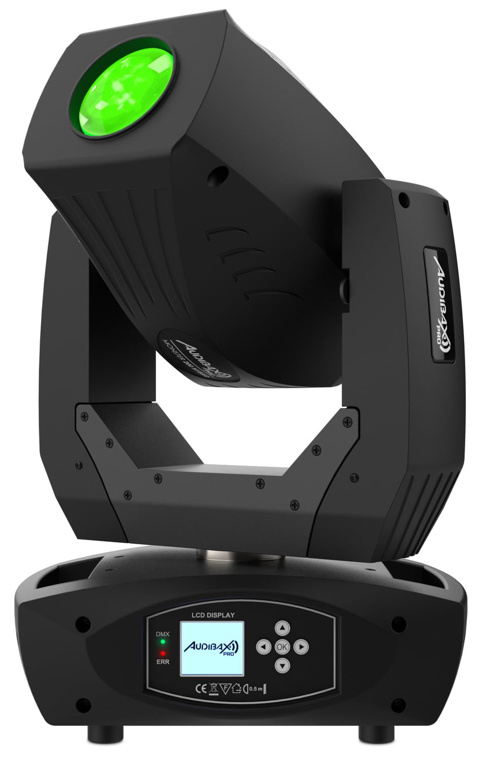 Audibax Monster 200 Hybrid - Cabeza Móvil para Discotecas y Eventos - Foco Profesional Móvil de 20 Canales - Potencia de 300W - Pantalla LCD Ajustable - 9 Colores y Efecto de Medio Color