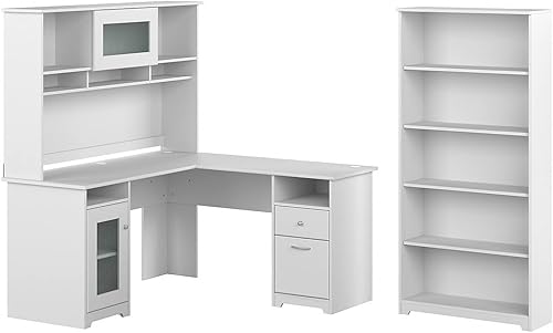 Miniatura 15 de Bush Furniture Cabot - Escritorios para oficina en casa, 60 W, color roble espresso Roble Espresso,Gris ceniza,Gris brezo,Roble blanco de lino.,gris