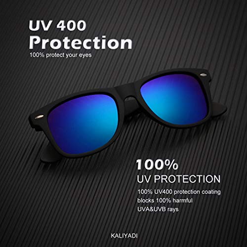 Image of KALIYADI Polarized Sunglasses for Men and Women Matte Finish Sun glasses Color Mirror Lens UV Blocking (3 Pack)