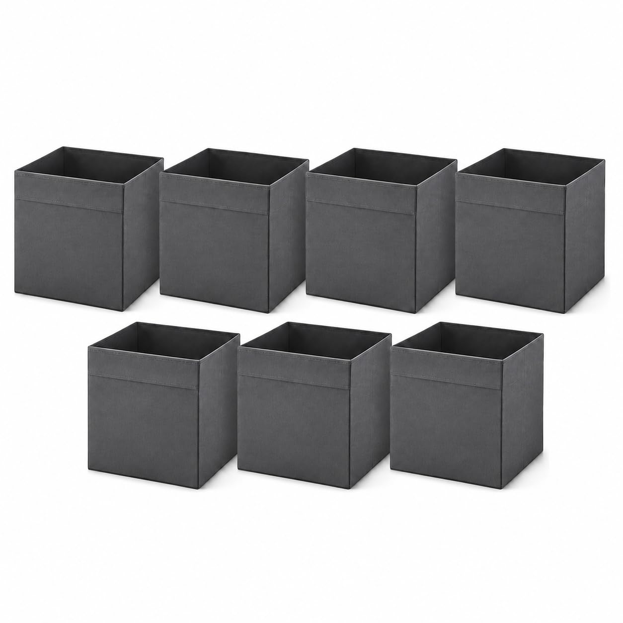 Princekingx Drona Storage Boxes – Foldable Kellax Shelf Insert Box – Cube Shaped Fabric Storage Organizer, 33x38x33cm Shelving Unit with Handle, For Home, Office Use, Baby Nursery (GREY, 7 PACK) — image 1