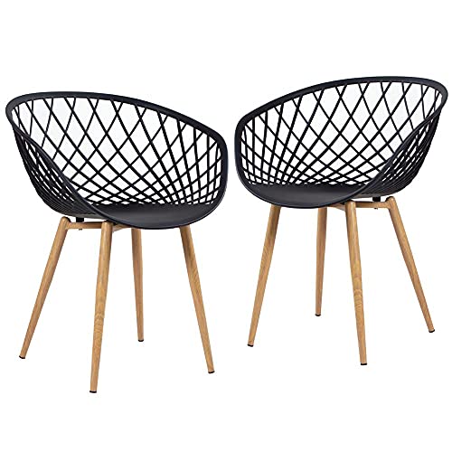 Loft7, Kit 2x Cadeiras Clarice Nest Sidera com Apoio de Braços, Sala Cozinha e Lazer, Polipropileno e Metal - Preto
