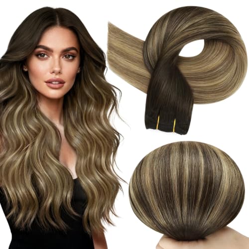 Full Shine 24 Inch Machine Weft Hair Extensions 105G Brown Honey Blonde