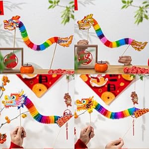 LOONELO 4 Stück Chinesische Drachen Girlande