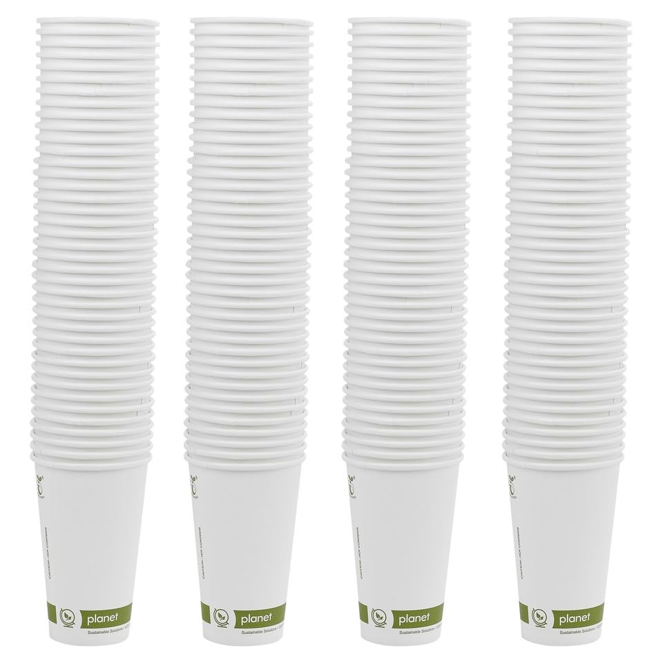 URBNLIVING Paper Coffee Cups 16oz White Disposable Cups – Leak Resistant Takeaway Cups for Hot or Cold Drinks Pack for Cafes, Events, Office