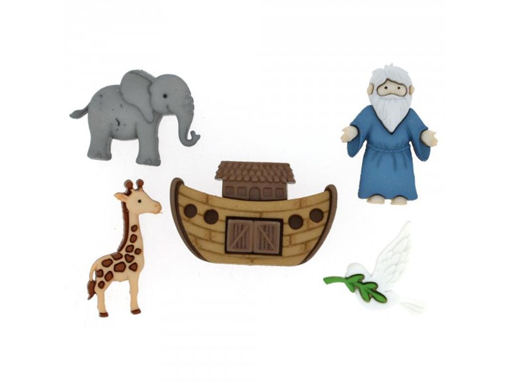 Jesse James Dress It Up Embellishments Noah's Ark, Acrylic, Multicoloured, 6-Piece