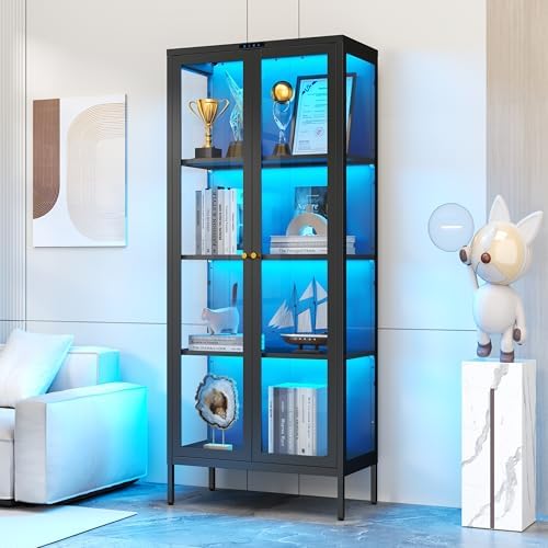 Polup Glass Display Cabinet with 8-Color LED Lights