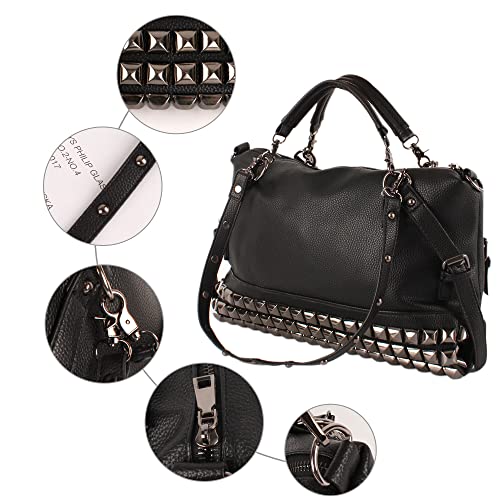 Bolso grande Punk Rivet Hobo para mujer con asa superior miniatura 6