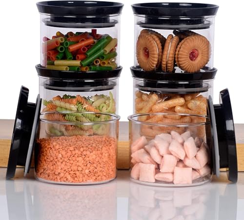 Image of HAPPI Multipurpose Unbreakable Plastic Transparent Kitkat Storage Containers For Kitchen Airtight Masala Box Dabba Spice, Cereal, Dry Fruits Spice Box 500 ML Round (Multicolor- Set of 6 Pcs)