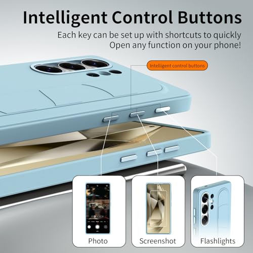 Image of for Samsung Galaxy S26 with Smart Button, Standing Grip Phone Case with Kickstand, for Samsung S26 5G Case Smart Button Cover | Hand Strap | Soft Touch | Stand Grip (Far Peak Blue, S24 Ultra)